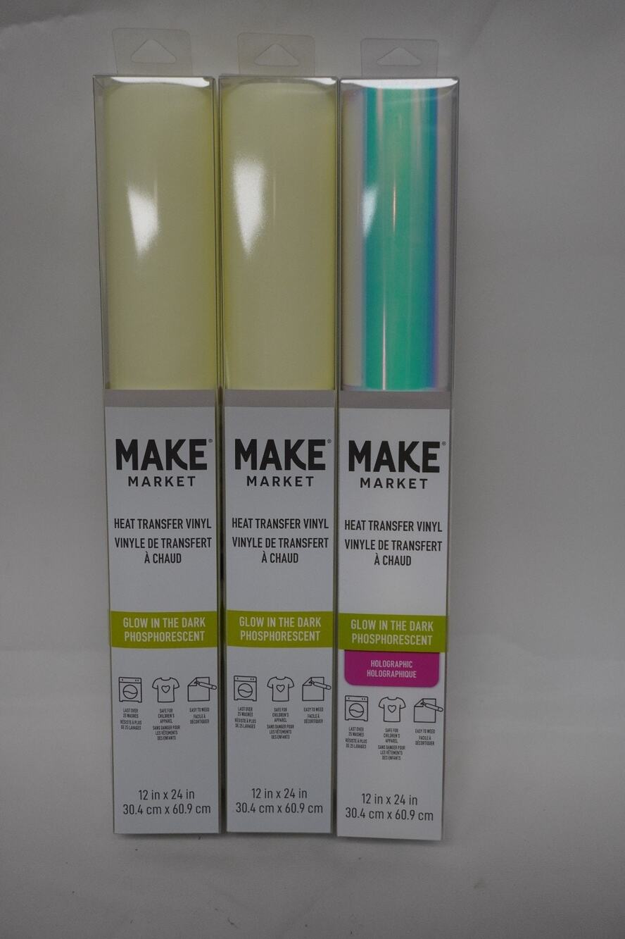Make Market Heat Transfer Vinyl Phosphorescent Glow InThe Dark Holographic Green